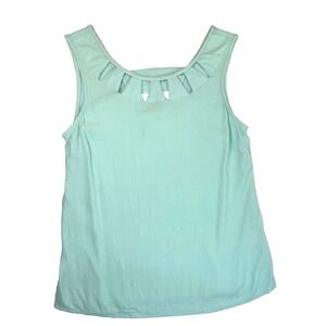 Anthropologie Skies are Blue Turquoise Cut Out‎ Detail Tank Womens XS Licarde
